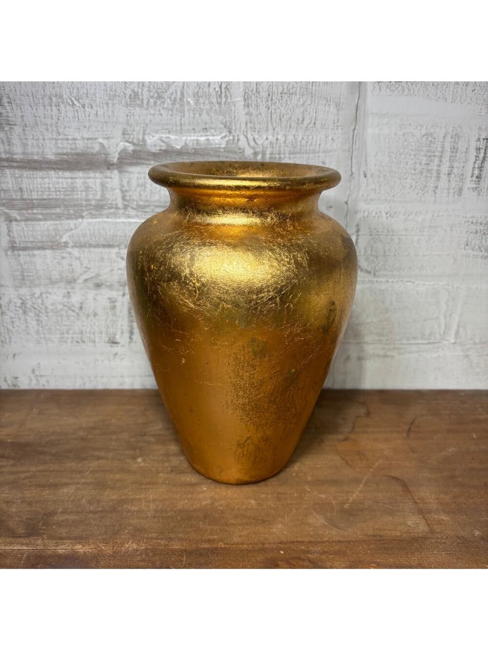 Gold Patina Glaze Clay Vase
